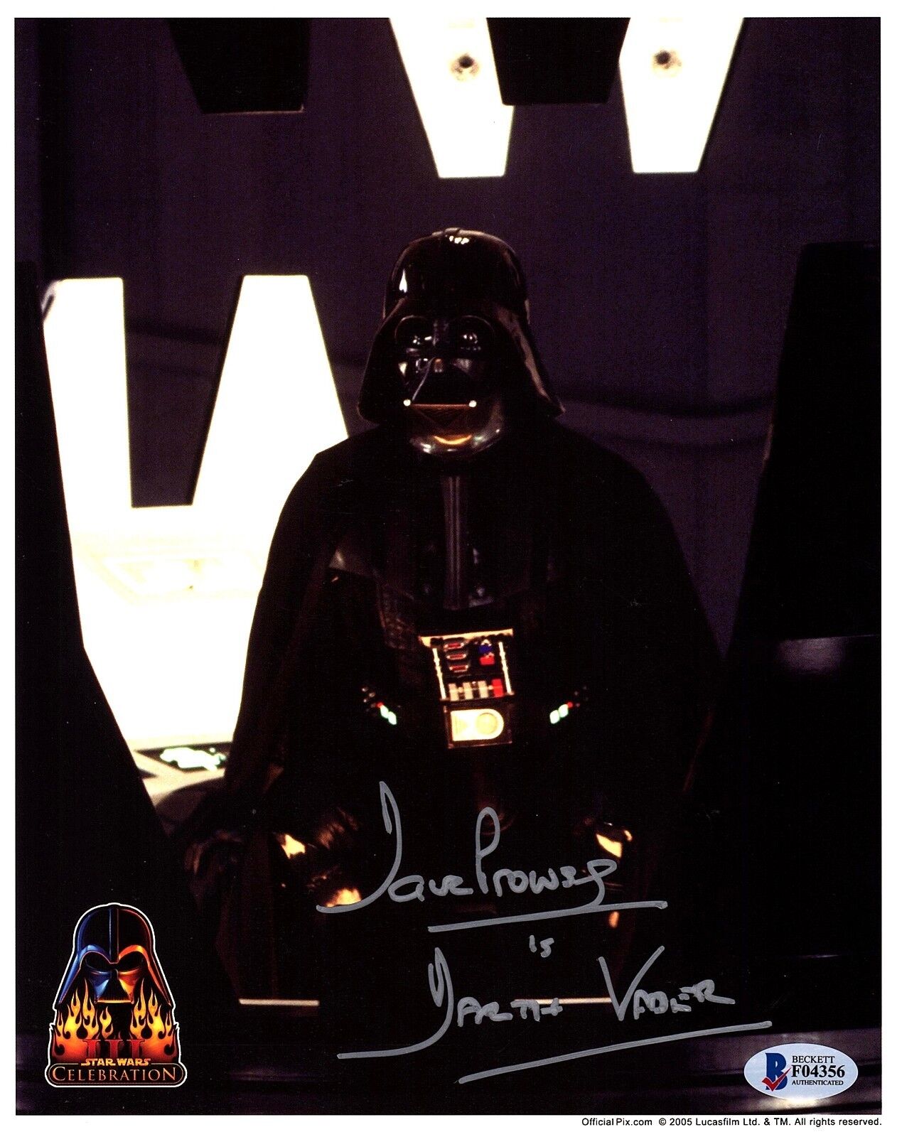 DAVE PROWSE Signed Darth Vader STAR WARS 8x10 Official Pix Photo Poster painting BECKETT #F04356