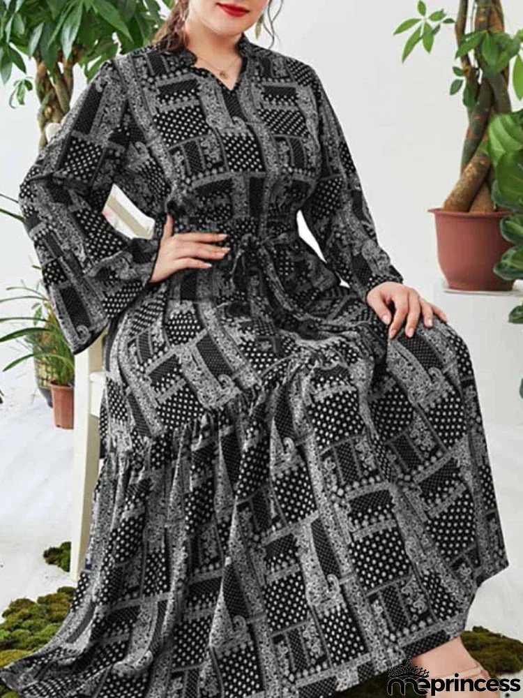 Women's Arabian Polyester Full Sleeves Printed Pattern Dress