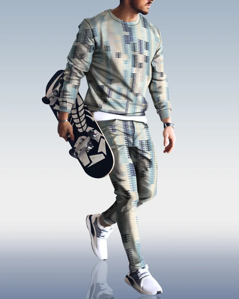 Men's Casual Personality Print Suit 012