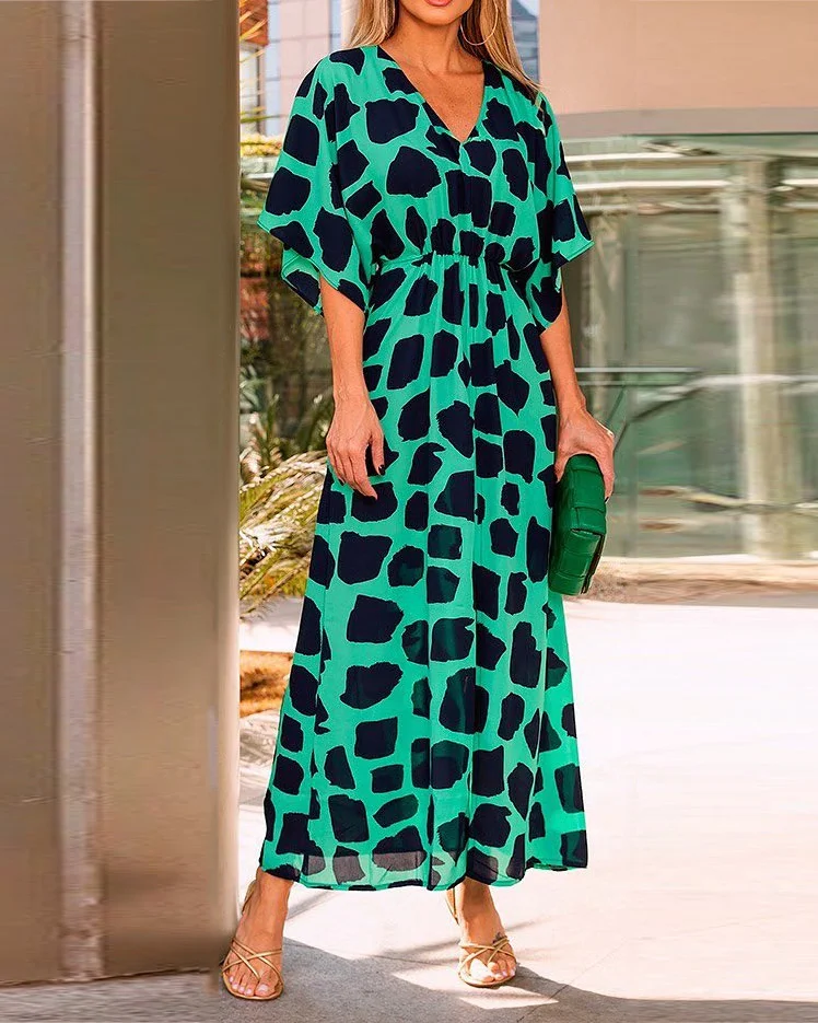 V-neck print dress