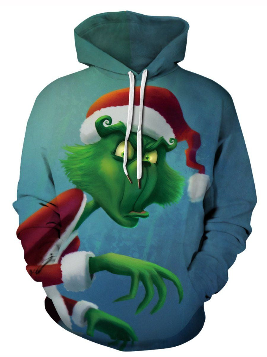 Men's Christmas Themed Printed Long Sleeve Hoodie PLUSCLOTHESMAN
