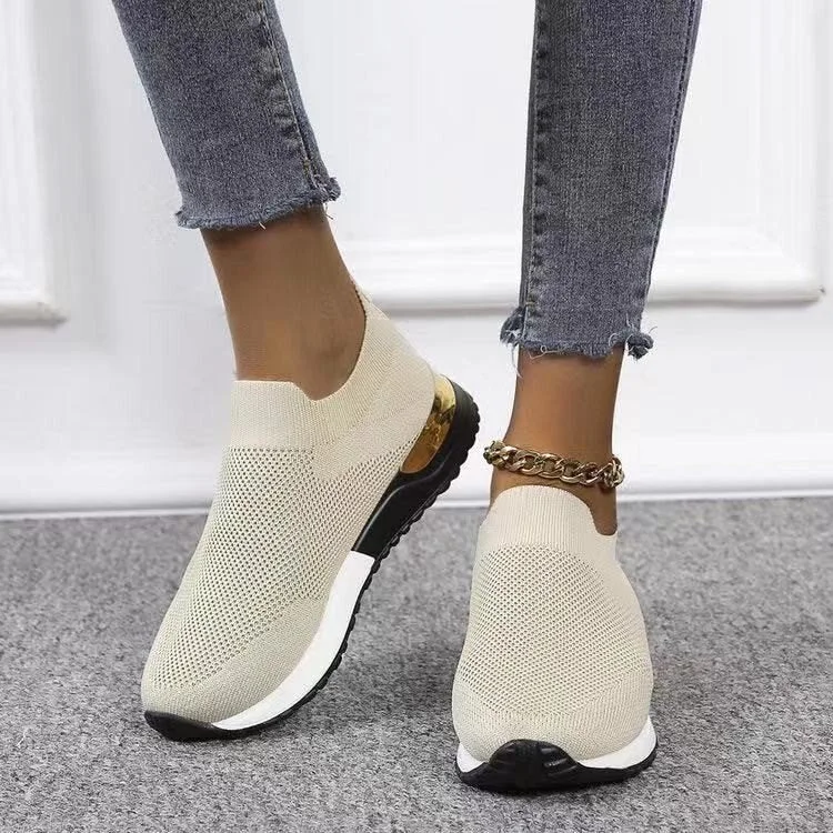 Christmas Gift Shoes Sneakers Women Shoes Ladies Slip-On Knit Solid Color Sneakers for Female Sport Mesh Casual Shoes for Women 2021