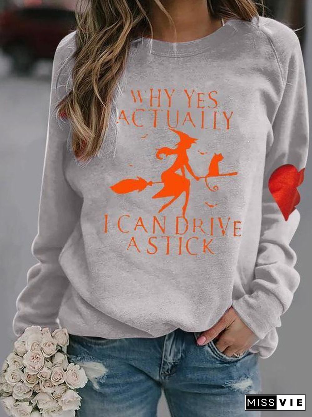 Women's Long Sleeves Round Neck Graphic Printed Top