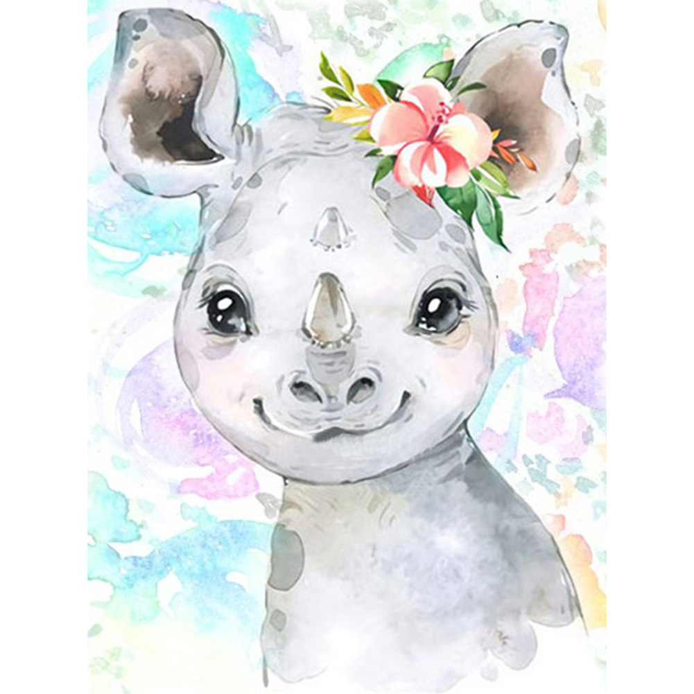 

Cartoon Rhinoceros With Flower - Round Drill Diamond Painting - 30*40CM, 501 Original