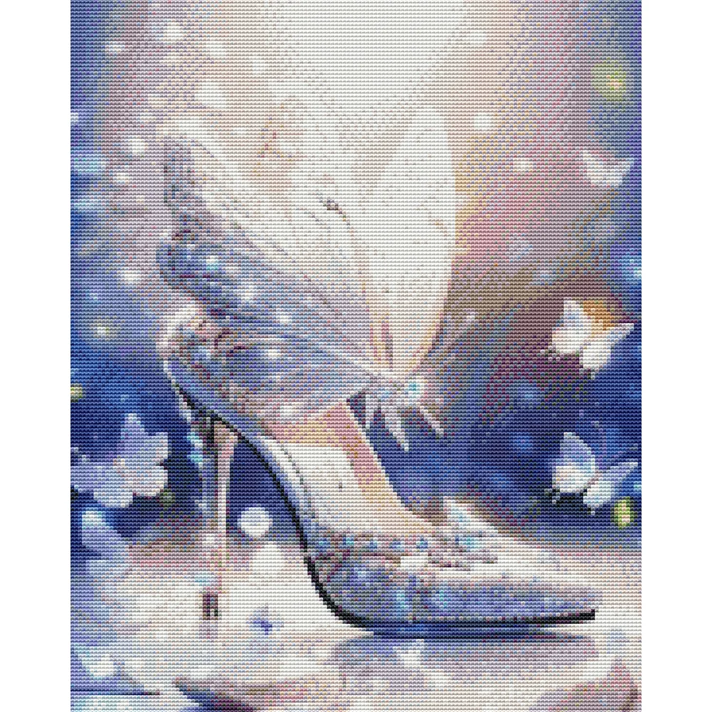 11CT Full Stamped Cross Stitch - Butterfly High Heels(Canvas|40*50CM)