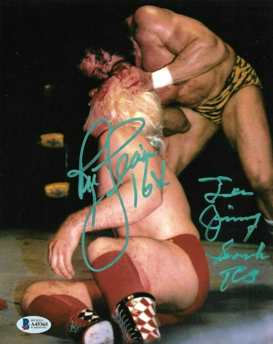 WWE RIC FLAIR AND JIMMY SNUKA HAND SIGNED 8X10 Photo Poster painting WITH BECKETT LOA RARE 1