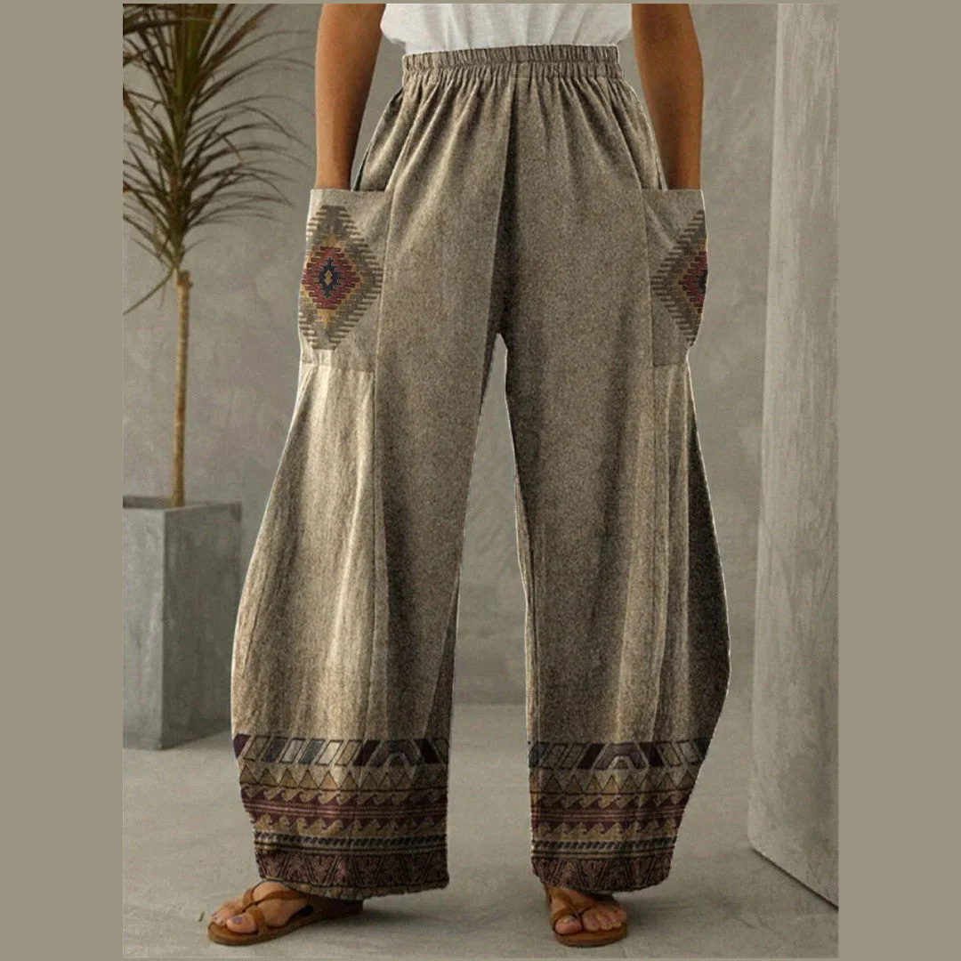 Women's Pant Pocket Geometric Print Loose Casual Pants