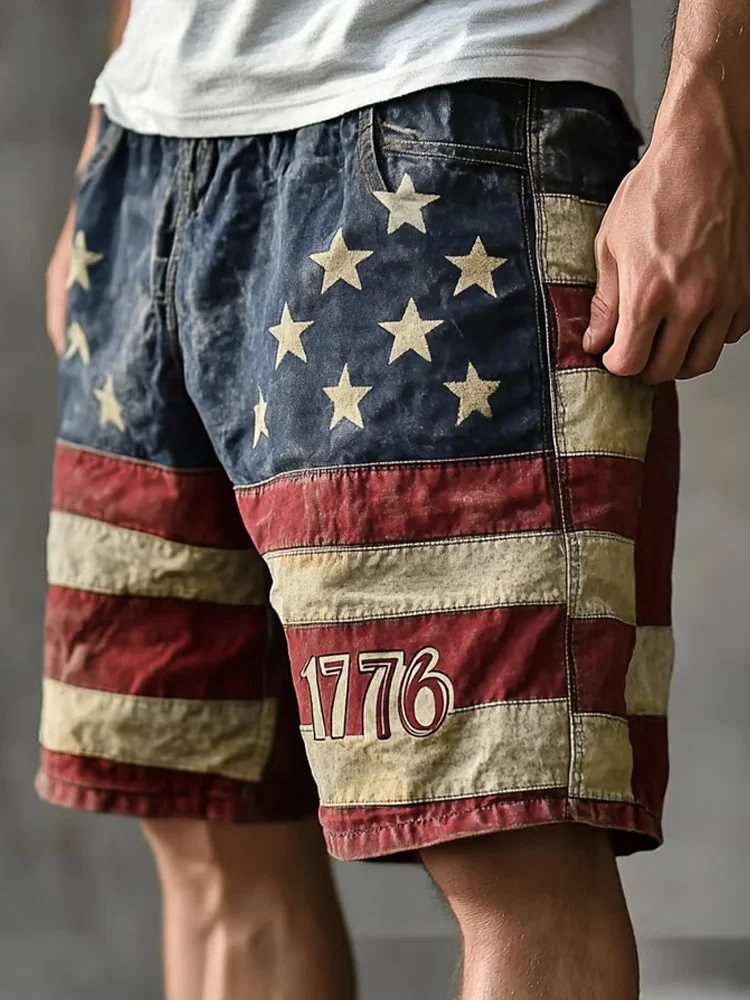 Men's Vintage Flag Print Shorts