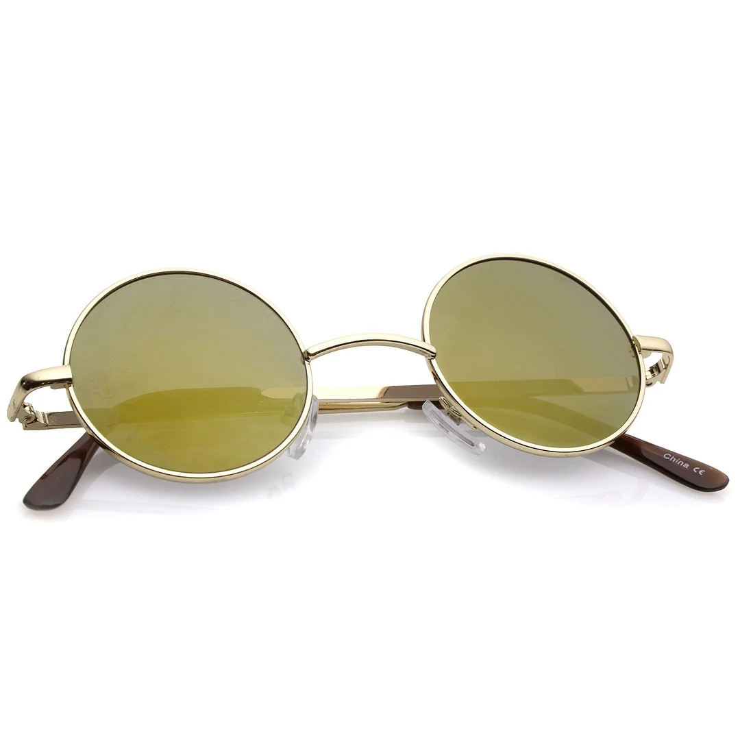 Lennon Style Round Circle Metal glasses with Color Mirror Lens