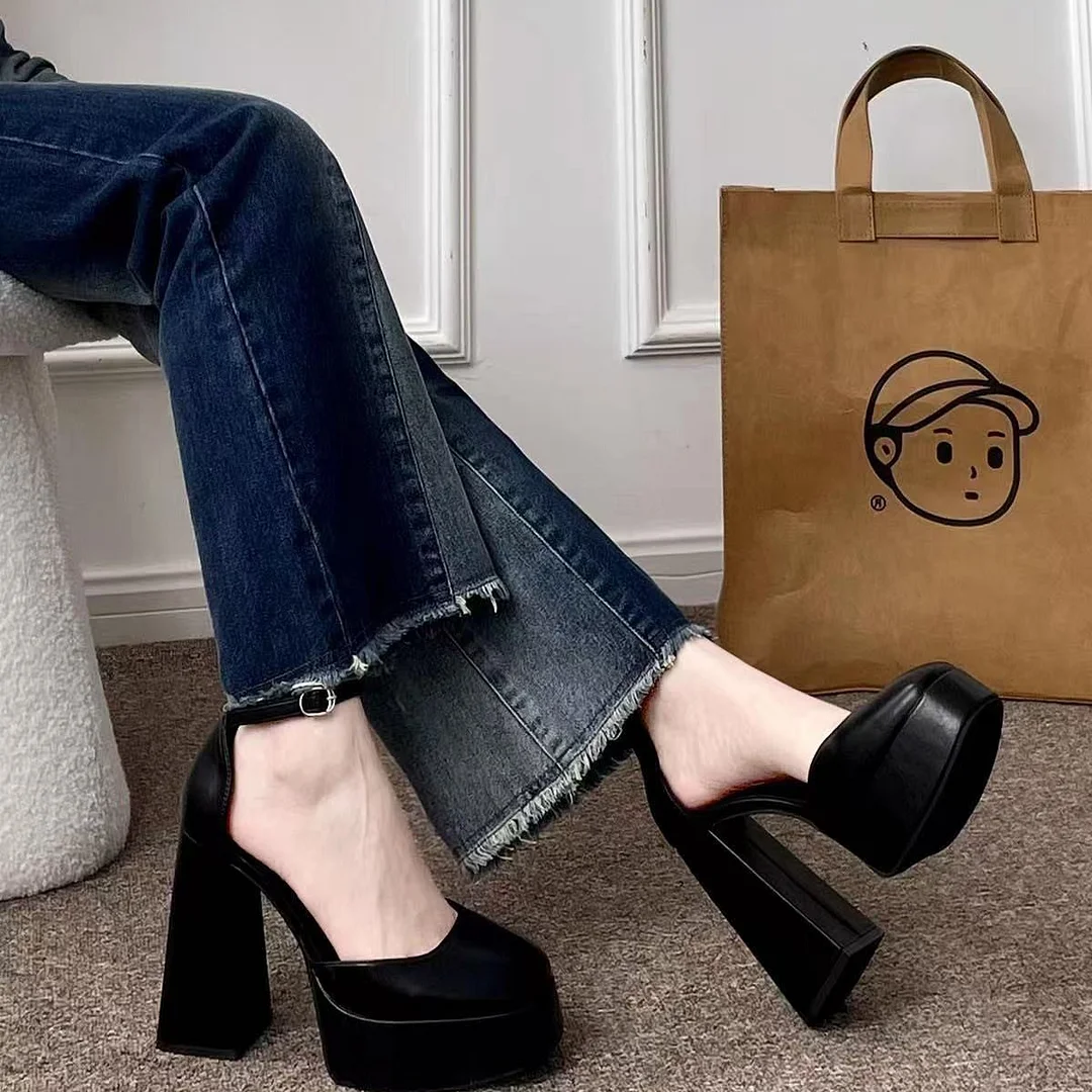 Breakj Breakj Heel Barbie Shoes Pine Cream Sole Coarse Heel Fairy White Mary Treasure Shoes Small 12Cm Wedding Artifact Wedding Shoes