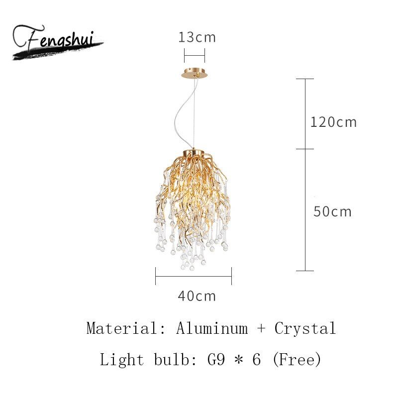Nordic Luxury Gold Crystal LED Chandeliers LOFT Villa Large Lustre LED Hanging Lamps Living Room Hotel Hall Art Decor Lighting