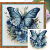 Butterfly With Blue Flowers - 11CT Stamped Cross Stitch - 45*45cm