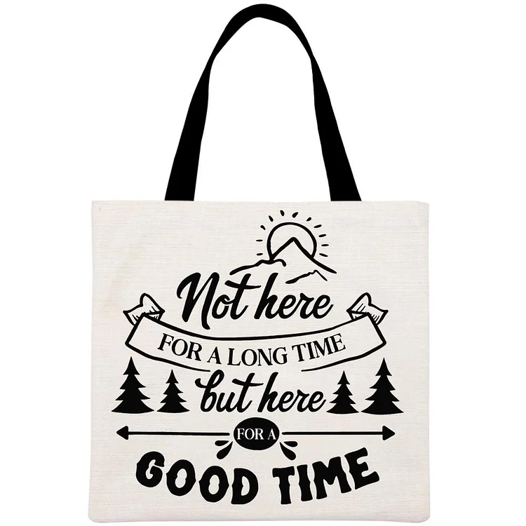 Here For A Good Time Road Trip Printed Linen Bag-Annaletters