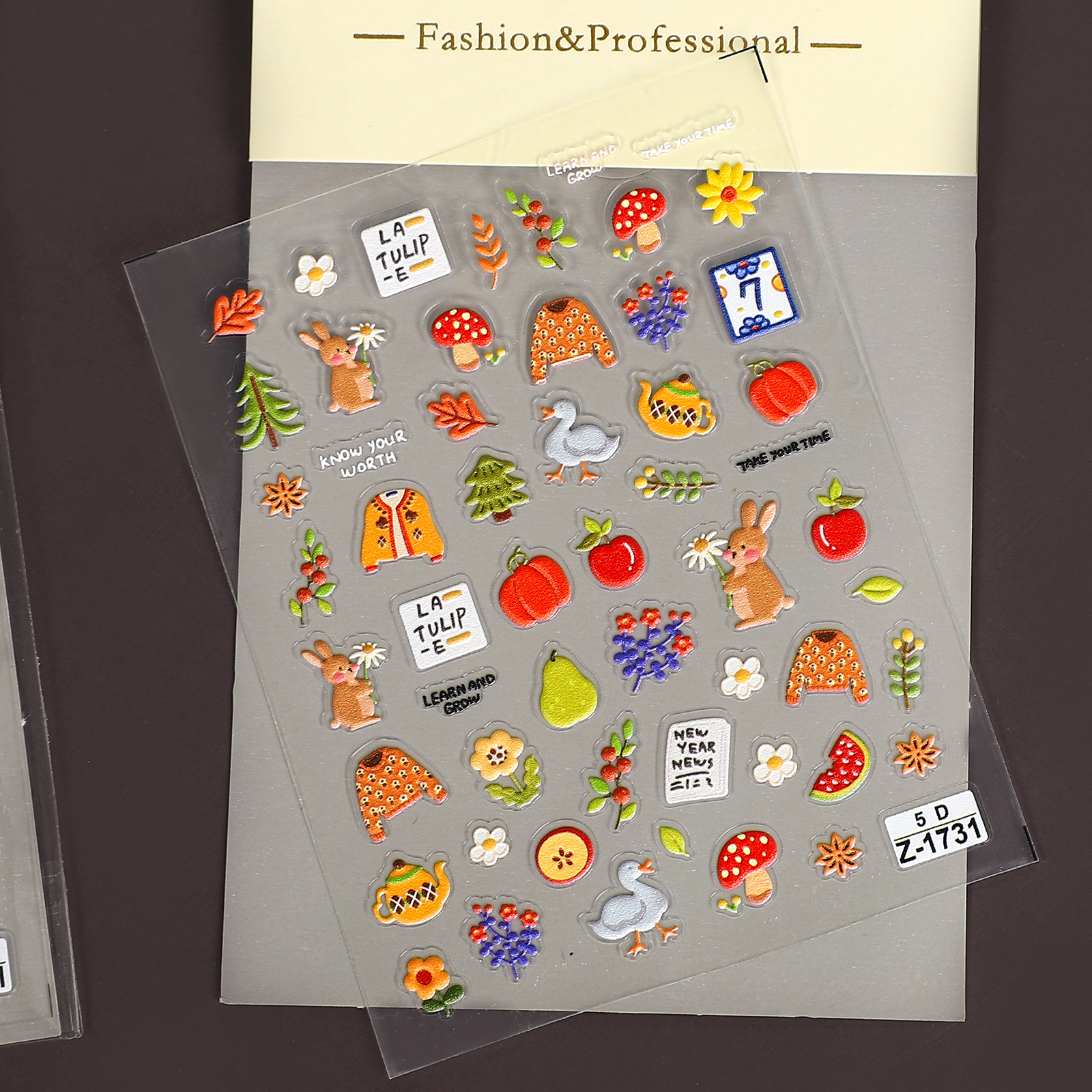 PET 스티커 - 2개/세트 귀여운 5D 천 식물 동물