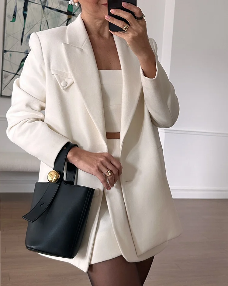 Women's solid color skirt suit