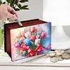 (US Local)Diamond Painting Piggy Bank Wooden Coin Bank Storage Box Kit(Tulip)