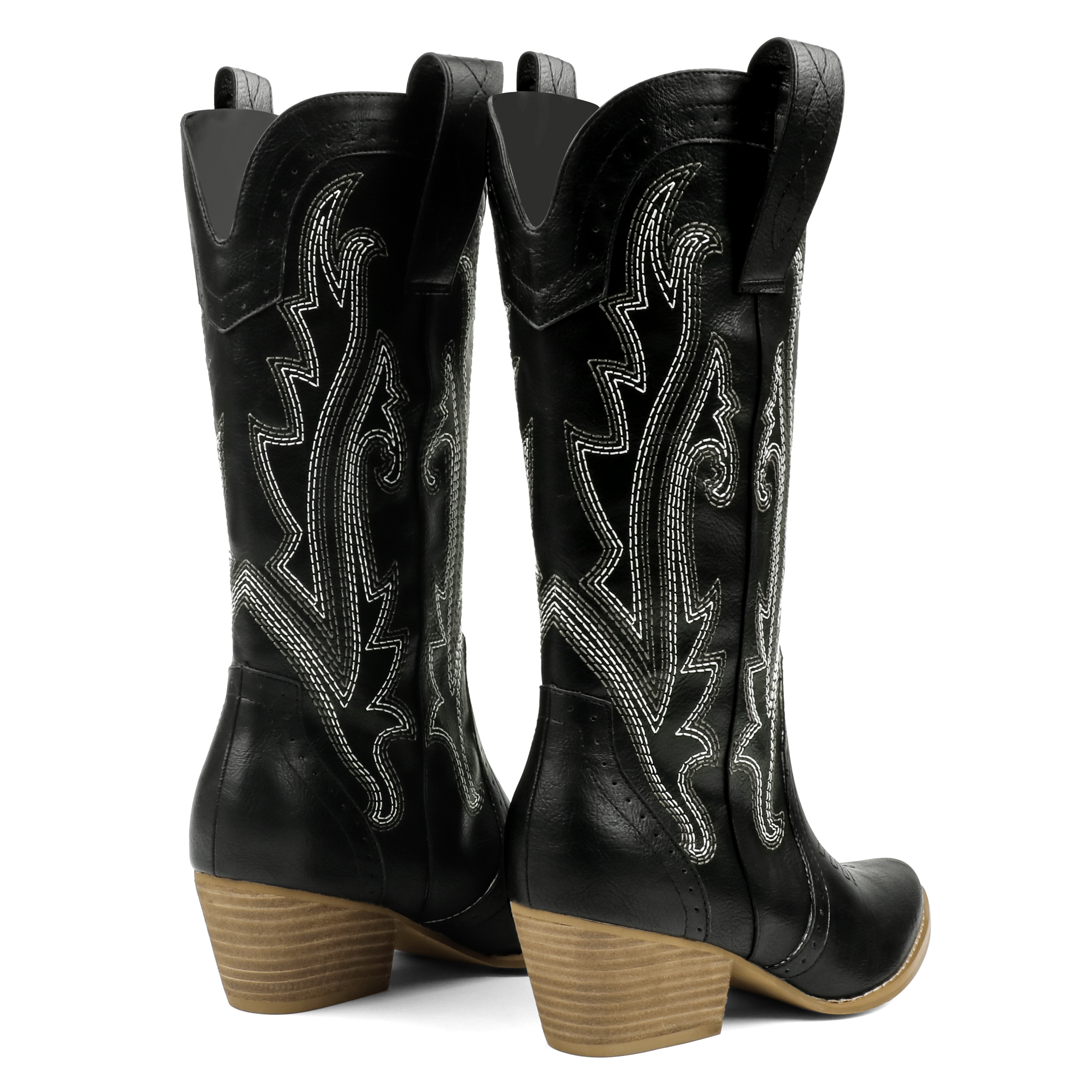 2" Women's Pointed Toe Embroidered Cowboy Boots Vintage Style Western Cowgirl Boots-MERUMOTE