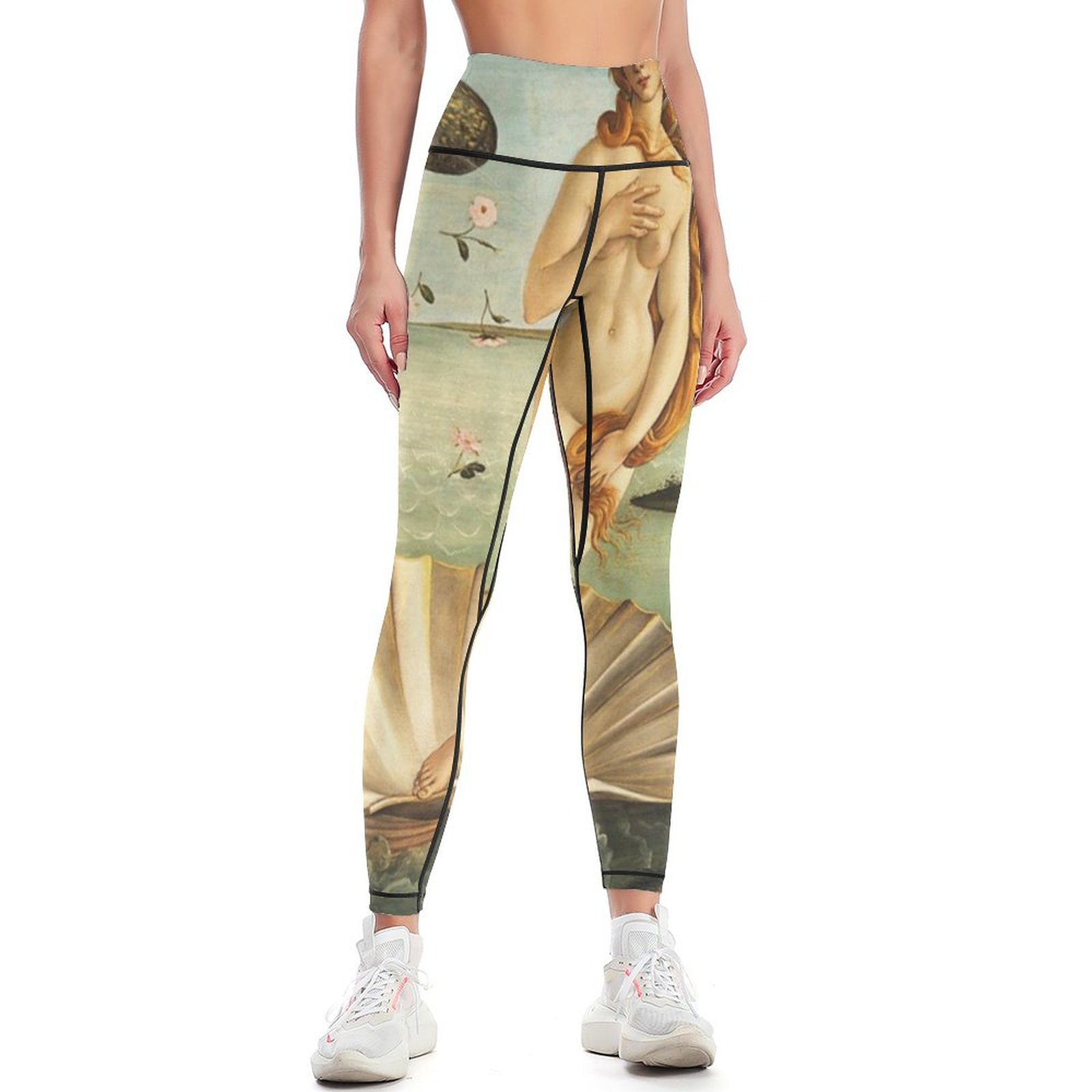 Sandro Botticelli Birth Of Venus Women Yoga Print Wideband Waist Sports Leggings Running Pant