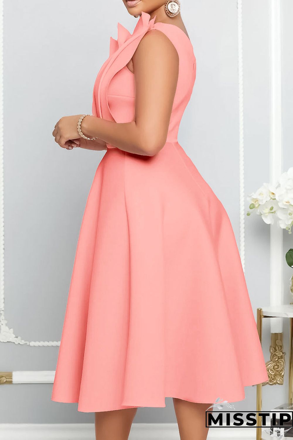 Green Yellow Elegant Solid Patchwork Fold Oblique Collar Evening Dress Dresses