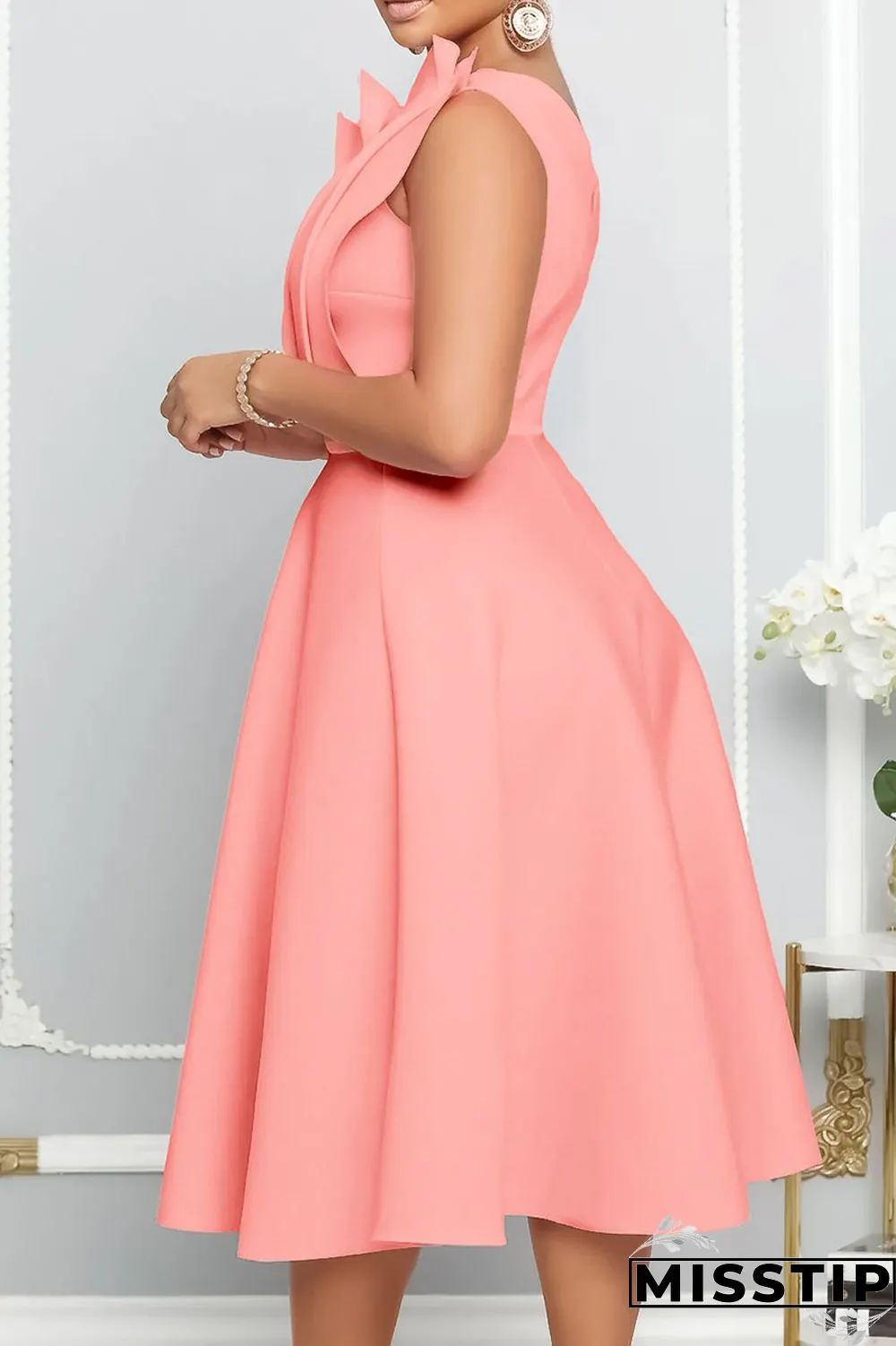 Green Yellow Elegant Solid Patchwork Fold Oblique Collar Evening Dress Dresses