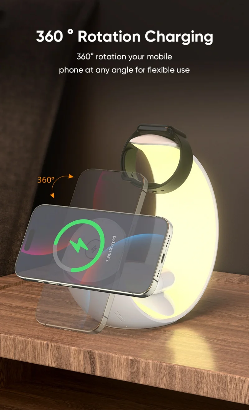 Small moon lamp magnetic 4 in 1 wireless charger