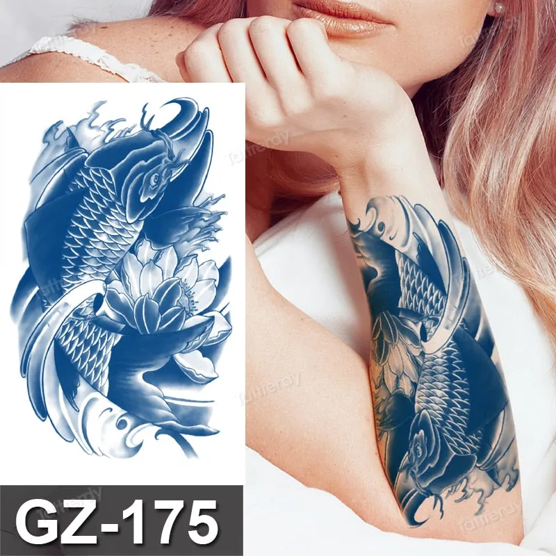 waterproof temporary tattoos men sleeve armband tattoo letter wings flowers long lasting juice ink tattoo sticker fake body art