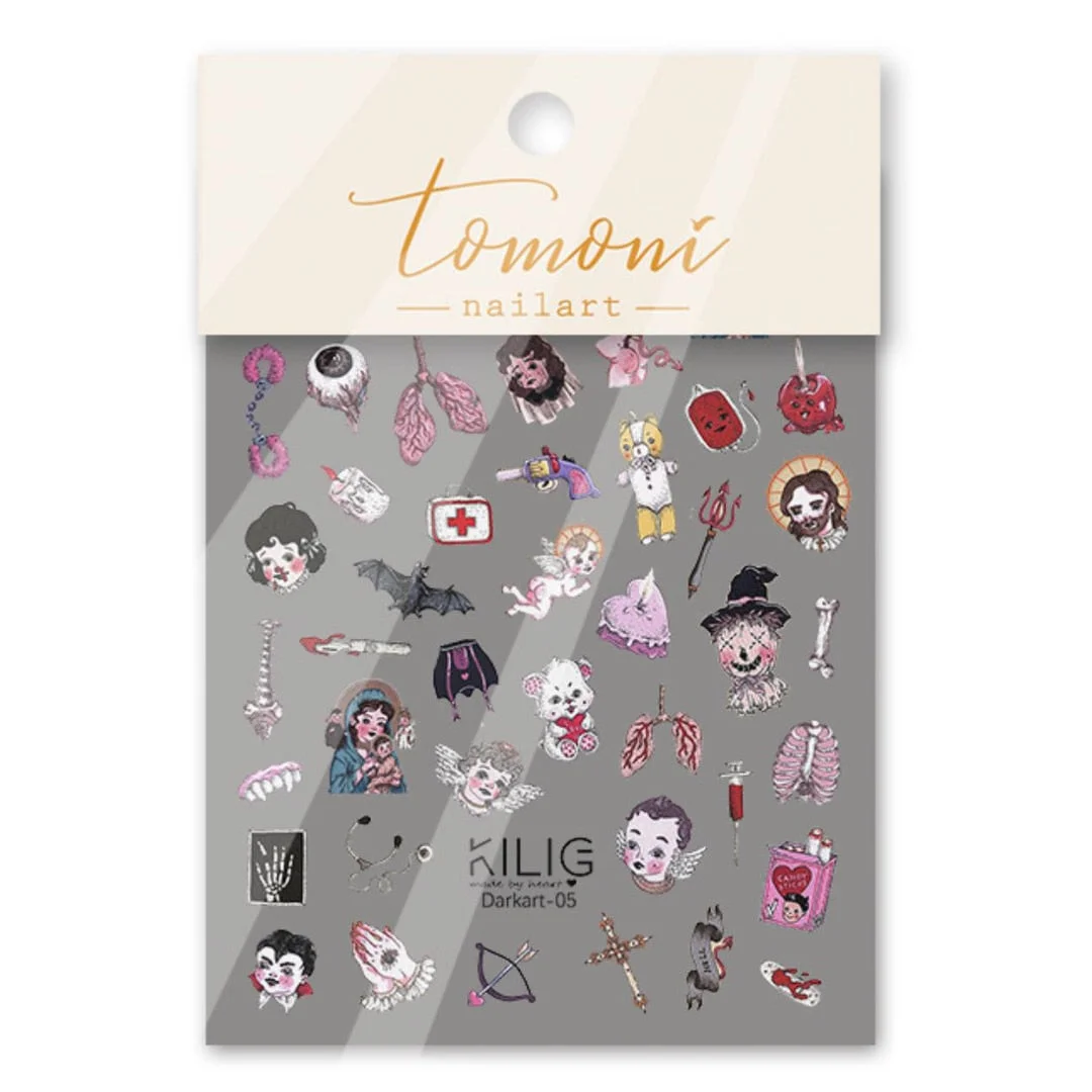 Beautizon Halloween Dark Art Horror Series High Quality 5D Engraved Nail Stickers Nail Art Decorations Nail Decals Design