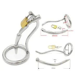 pornhint Pornhint Chastity Belt Stainless Steel with Urethra Sounds Restraint Cage Bandage