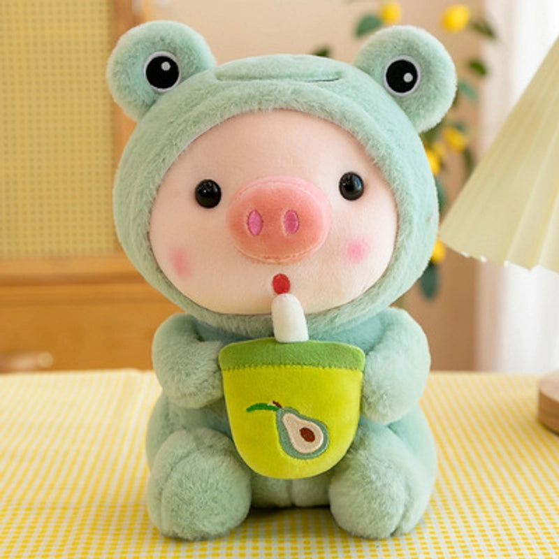 Cute Holding Bottle Pig Doll Plush Toy Little Tiger Rag Doll Christmas Doll Grasping Machine