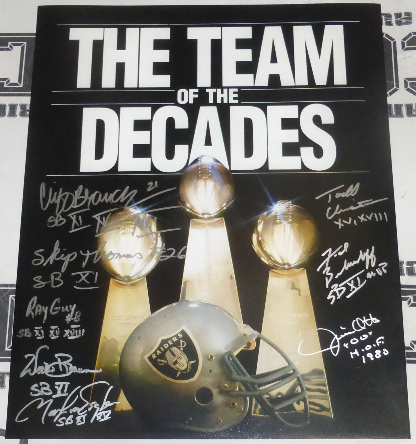 Fred Biletnikoff Todd Christensen Jim Otto Ray Guy +4 Raiders Signed 16x20 Photo Poster painting