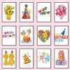 12pcs Birthday DIY Mini Round Diamond Painting Set Table Decor No Frame 15x18cm
