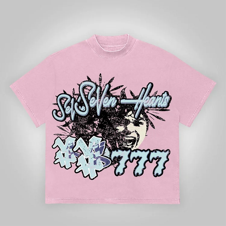 Personalized Seven Heart Graphic 100% Cotton Short Sleeve T-Shirt