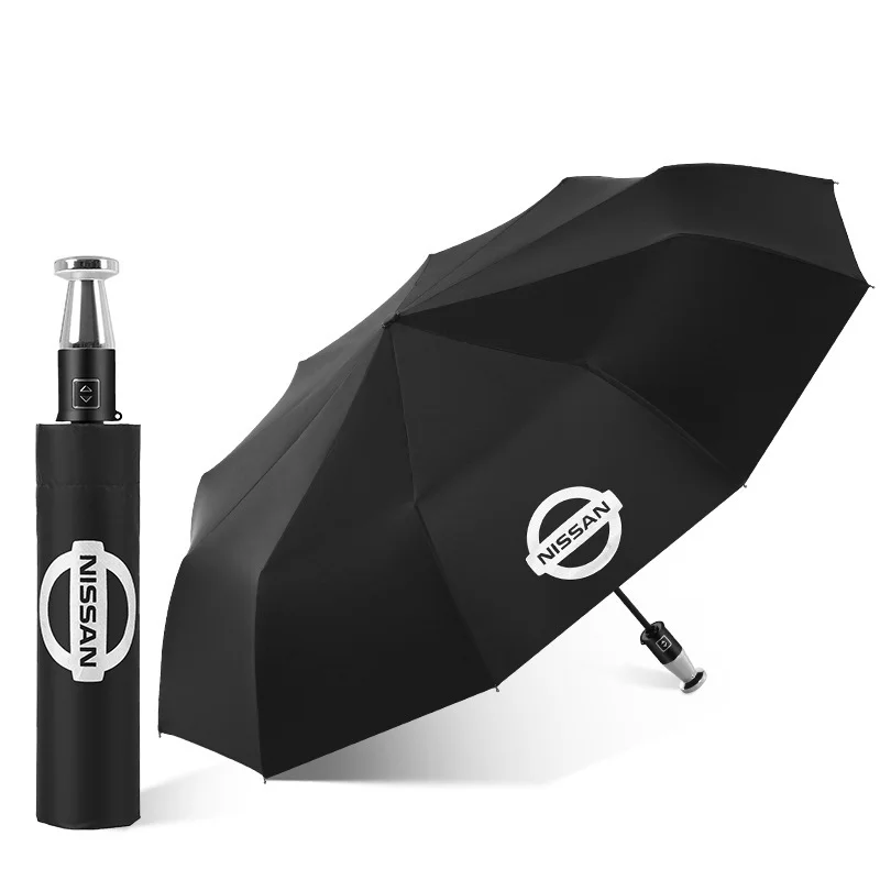 Car logo VIP business folding 10-bone black plastic umbrella