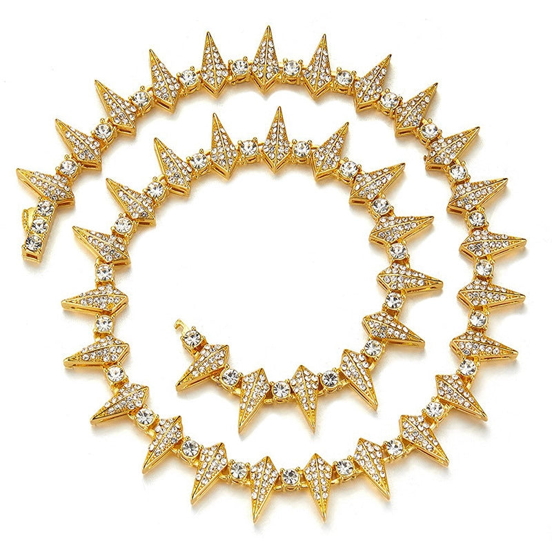 Hip Hop Necklace Jewelry Hiphop Zinc Alloy Rhinestone Cuban Link Chain Necklace Couple Trendy Brand