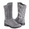 Zipper Low Heel Winter Boots