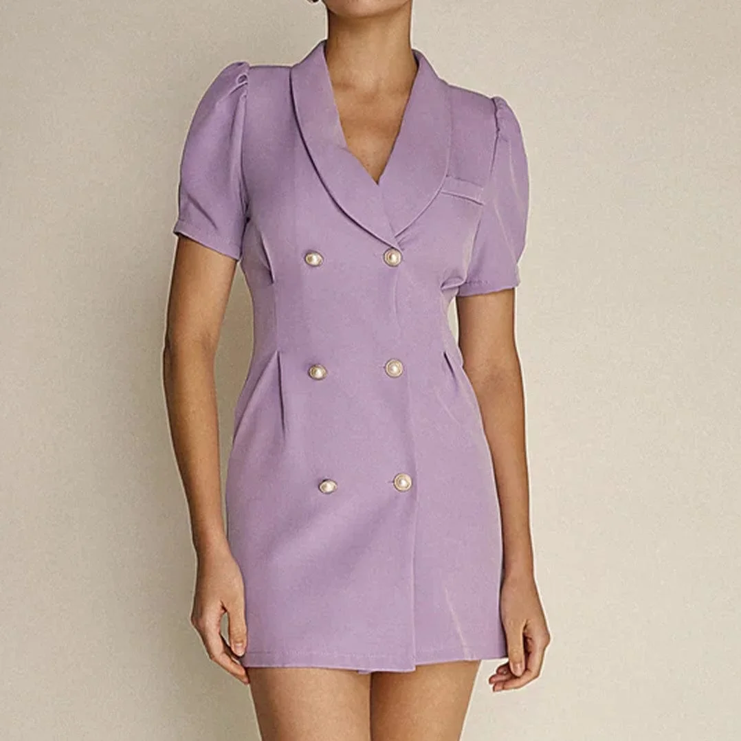 Abebey Thistle Double-Breasted Puff Sleeve Blazer Mini Dress