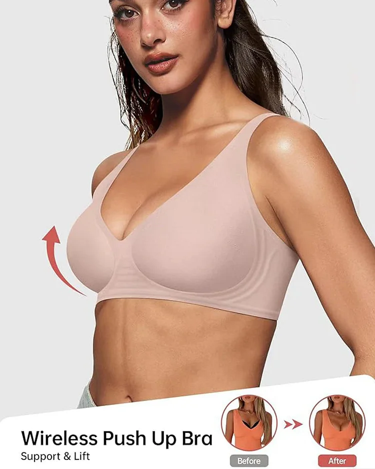 Deep V Plunge Push-up Wirefree Seamless Bra