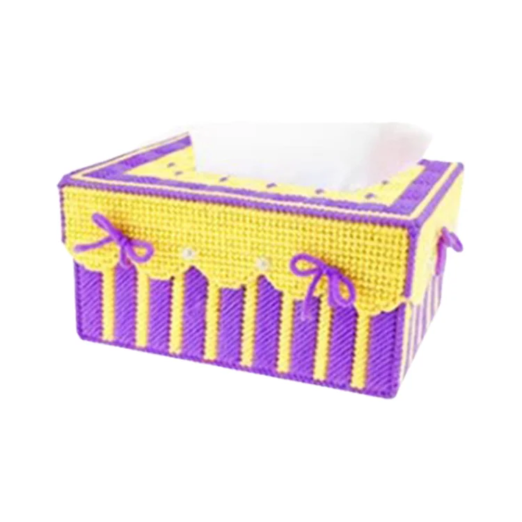 Cross Stitch Tissue Box Embroidery Needlecrafts for Kids Adults (Yellow Purple) gbfke