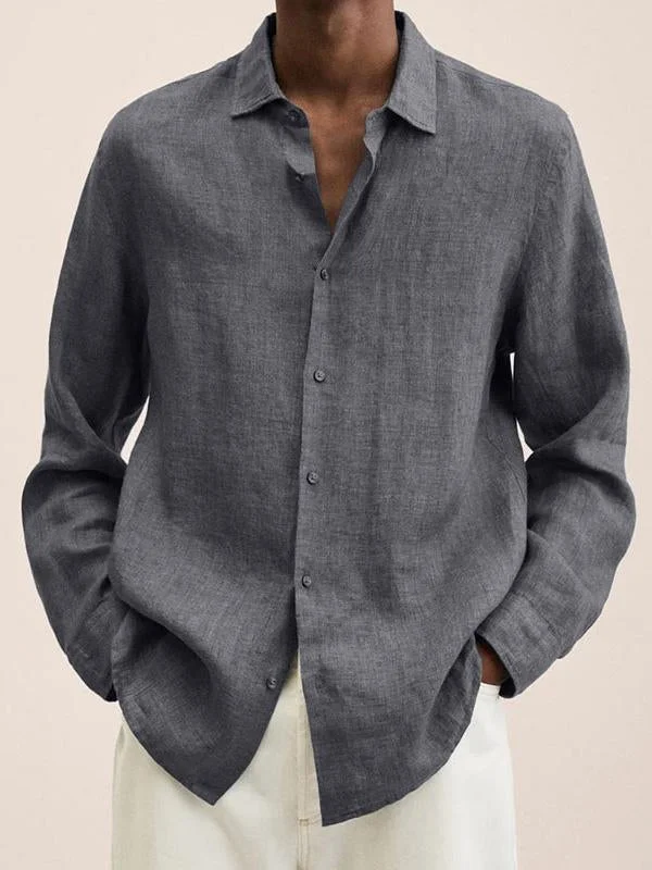 Men's Long Sleeves Linen Men's Casual Shirt socialshop