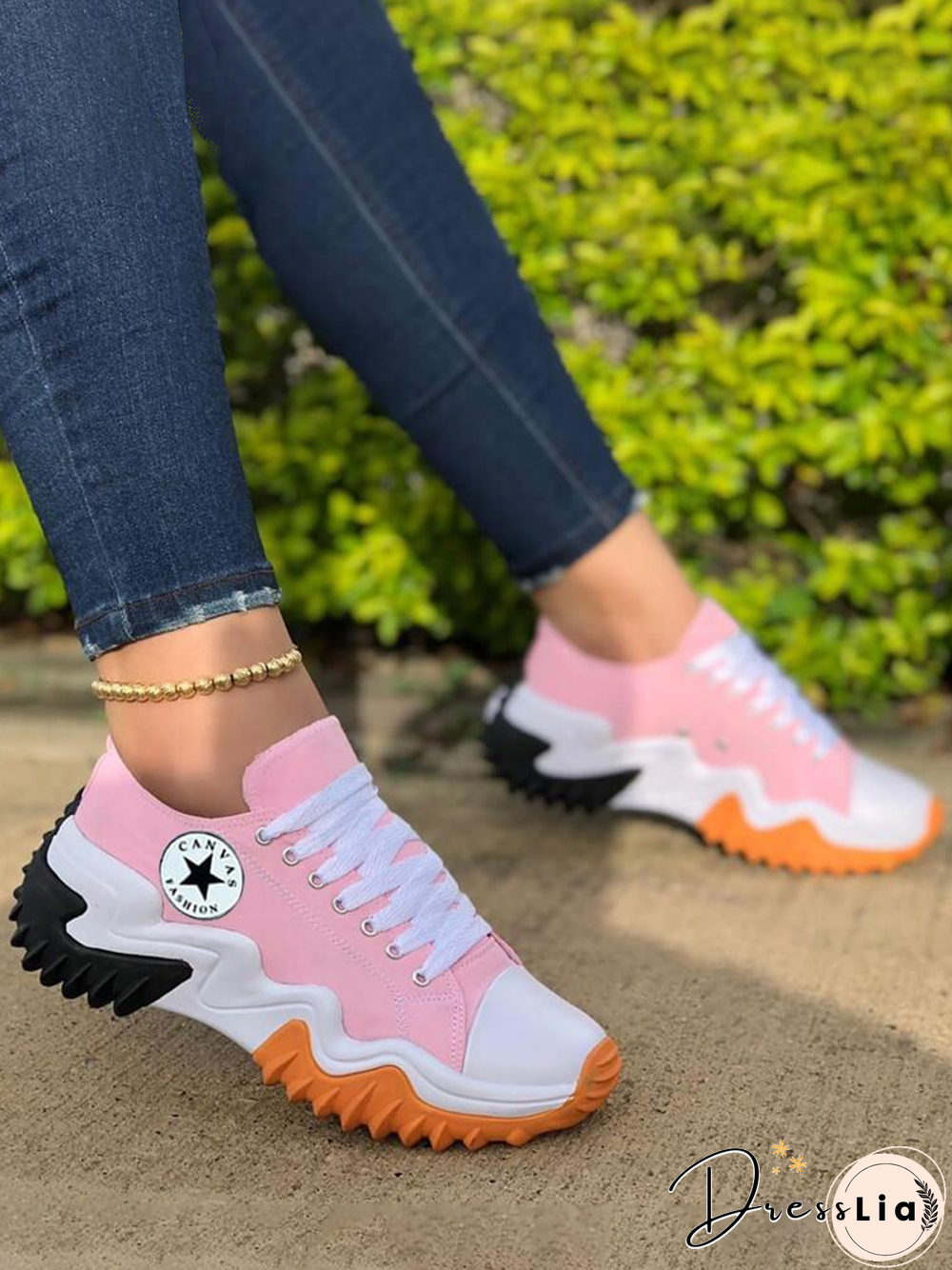 Solid Color Canvas Platform Booster Sneakers