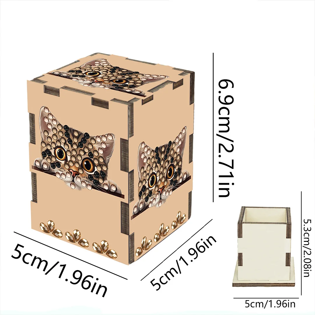 5D DIY Diamond Art Handmade Toothpick Holder Rhinestone Toothpick Box (Kitten)
