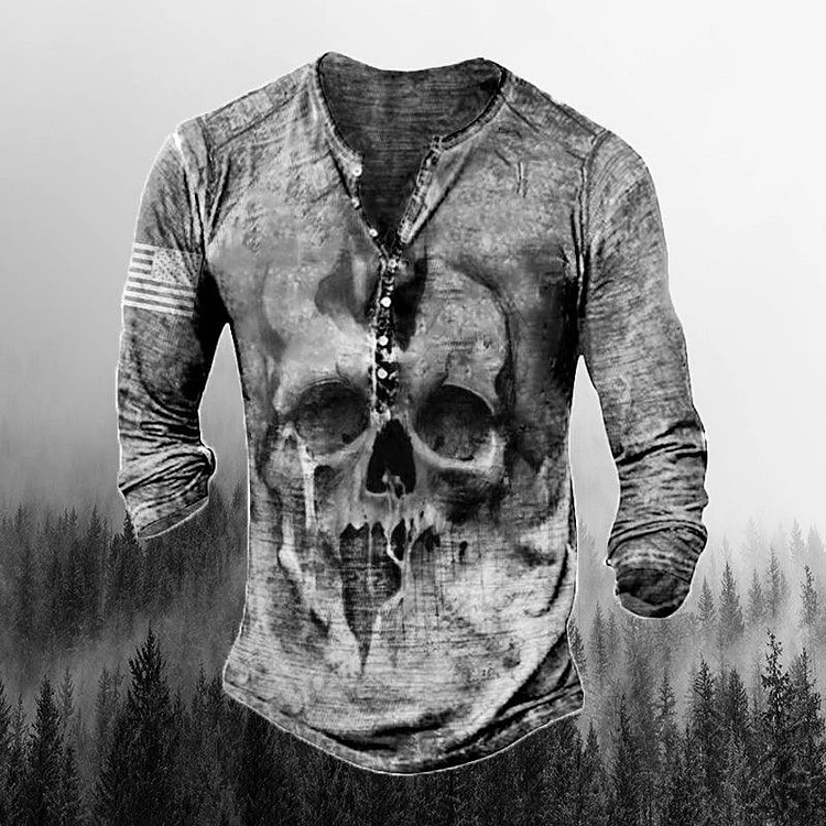 Men's Retro Comfortable Skull Long Sleeve