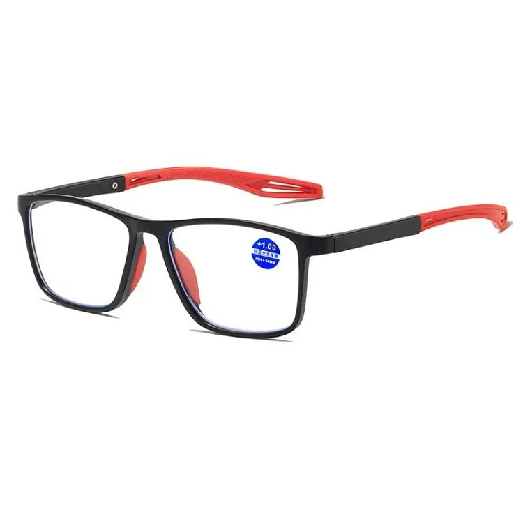 Men’s Sport Reading Glasses – Strength +4.25 To +6.0, Anti Blue Light, Square Full Frame (2020s Model)