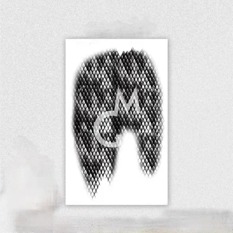New Dark Snake Shaped Scales Temporary Tattoo Stickers Men and Women Waterproof Black Personality Cool Hand Back Art Fake Tattoo