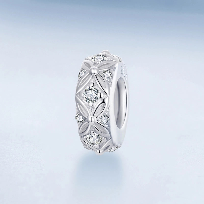 Aifule Retro Embossed Pattern Silicone Spacer Beads S925 Sterling Silver DIY Classical Bracelet Positioning Bead Ornament