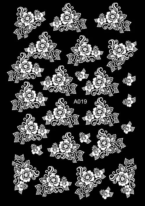 DIY White Flower Nail Stickers Decoration Manicure Foil 3D Nail Art Decorations Stickers Design Adhesive Lace Nail Decals Slider