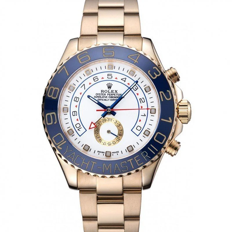 Rolex Yacht-Master II White Dial Blue Bezel Gold Bracelet 622271