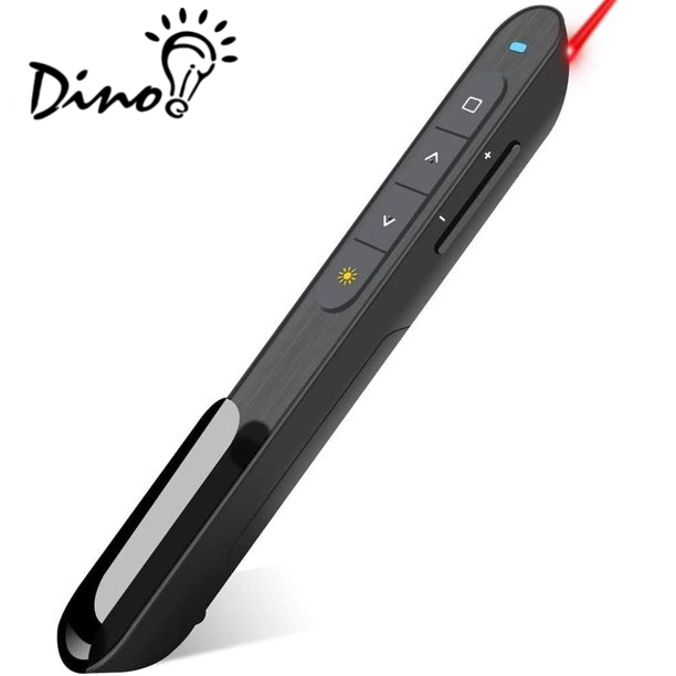 DinoFire Wireless Presenter, Hyperlink Volume Control Presentation Clicker RF 2.4GHz USB PowerPoint Clicker Presentation Remote Control Pointer Slide Advancer (Black)