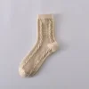 Vintage Floral 3D Jacquard Medium Height Women Socks