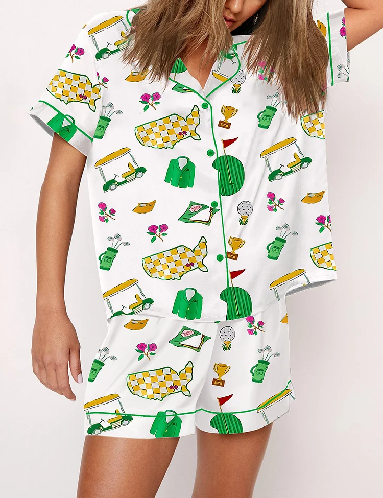Women's Golf Short Sleeve Satin Pajama Set